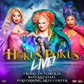 Hokus Pokus Title with Three Witches and a Zombie